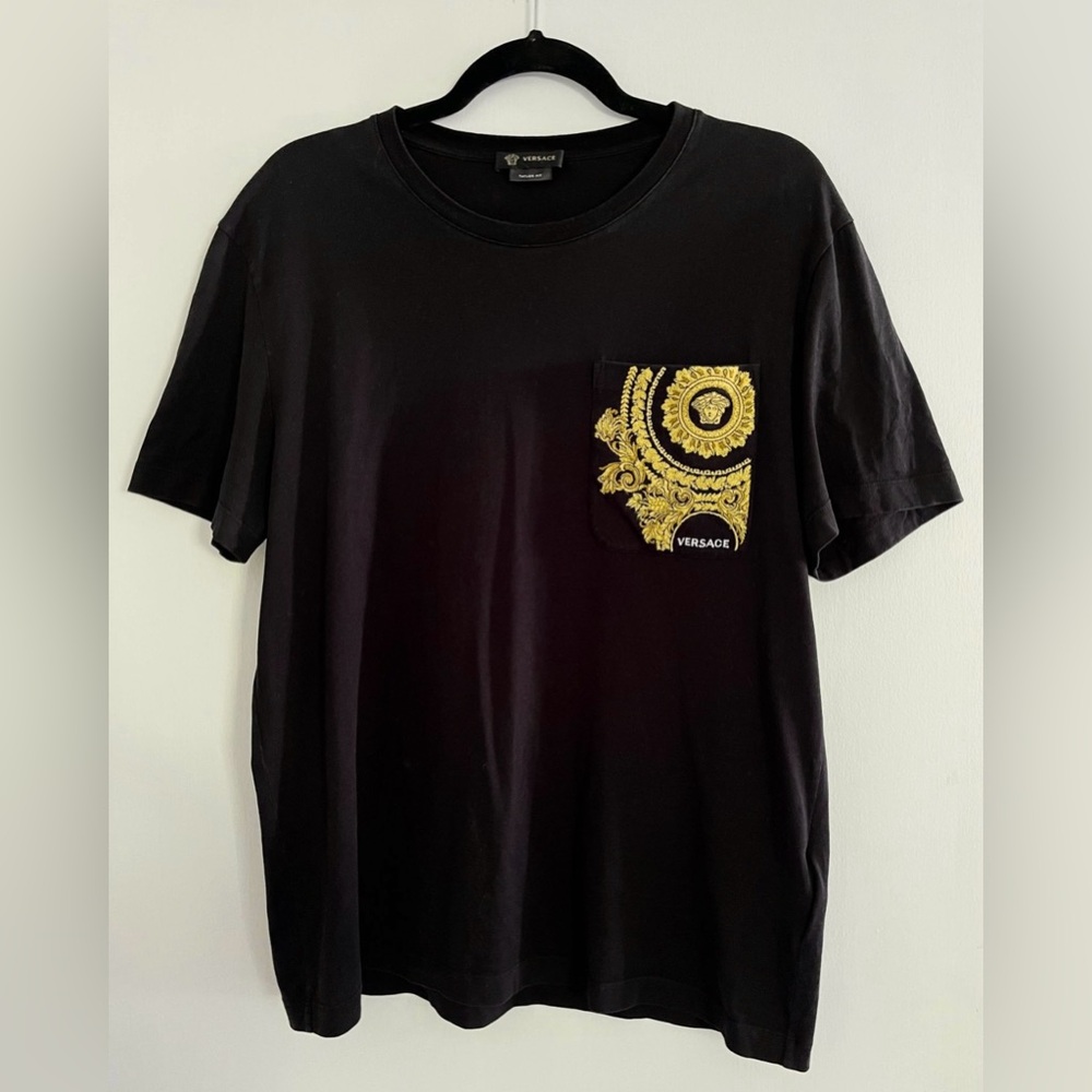Men’s Versace Embroidered T-Shirt, Size Large, Made in Italy